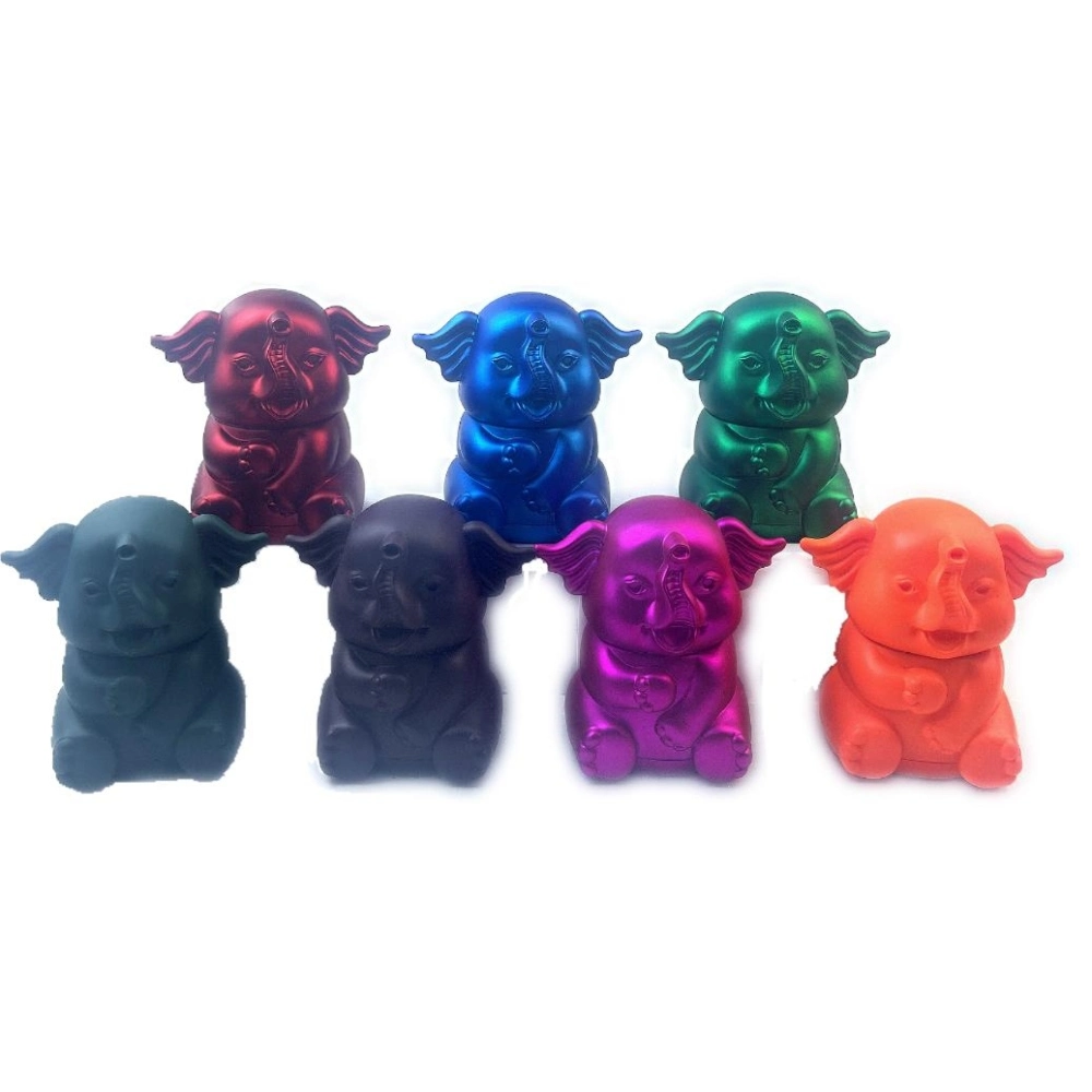 [Q-2310] GRINDER 3 CHAMBER BUDAH ELEPHANT MEDITATE (METALIC SHINNY)