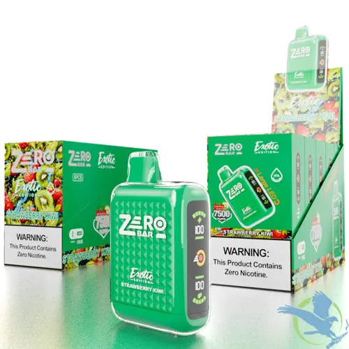 [Q-4198-12] ZERO BAR 13ML 7500 PUFFS ZERO NICOTINE DISPOSABLE (Strawberry Kiwi)