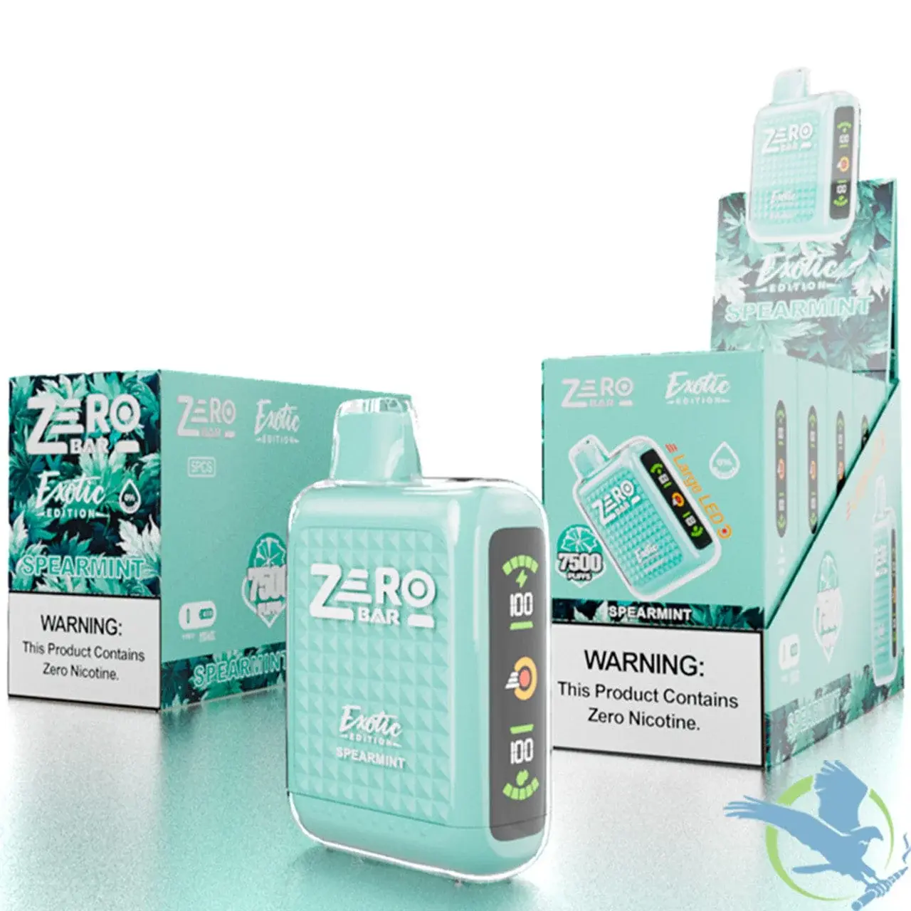 [Q-4198-11] ZERO BAR 13ML 7500 PUFFS ZERO NICOTINE DISPOSABLE (Spearmint)