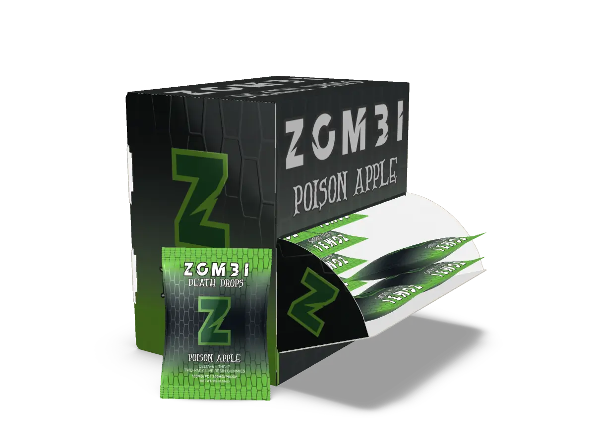 [Q-4271-03] ZOMBI Death Drop Gummies 9000mg 30pk display THC-P (Poison Apple)