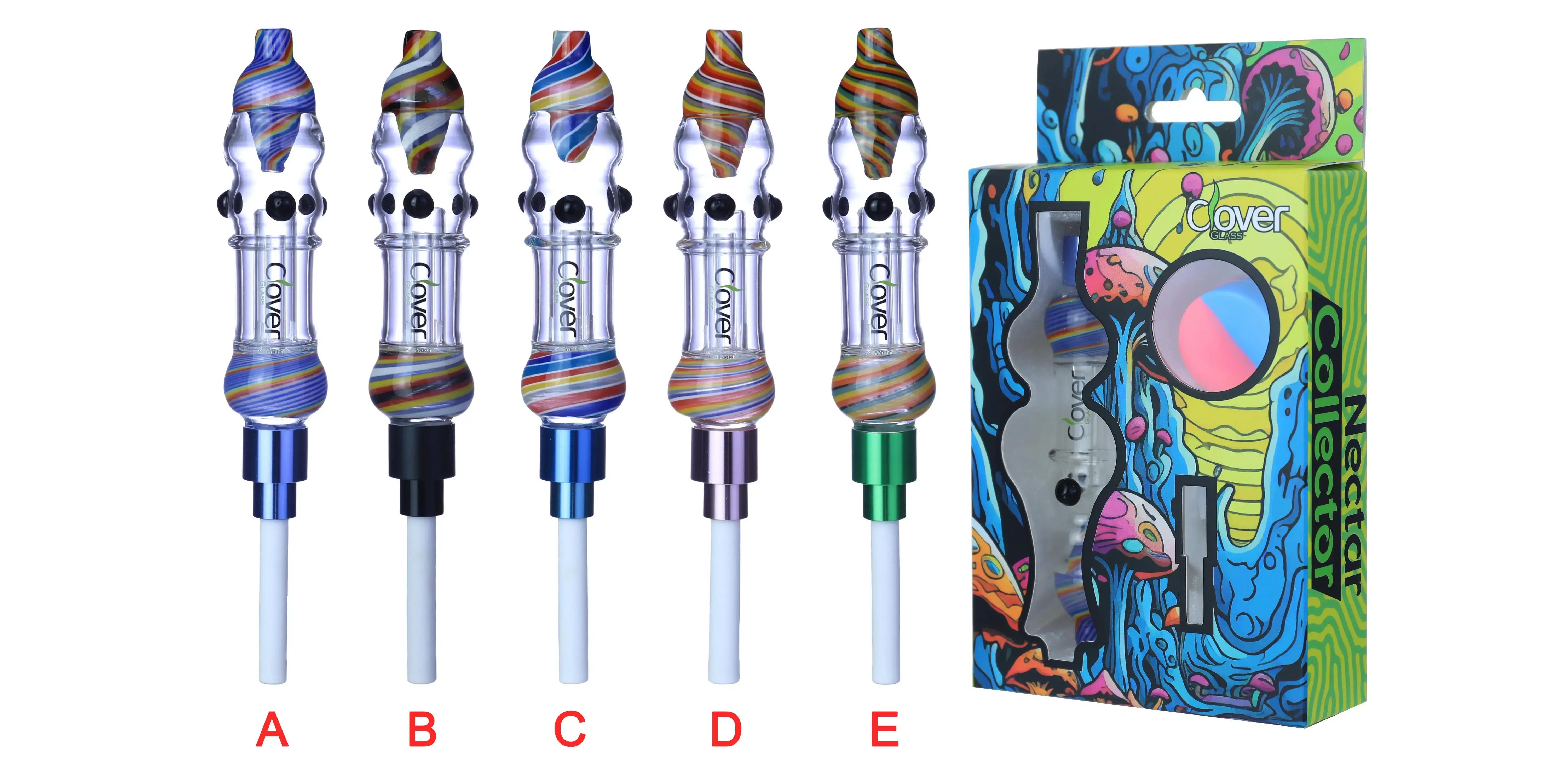 [T-1376-05] Clover Nectar Collector Mix Color Ceramic Nail A Display (NC-279)