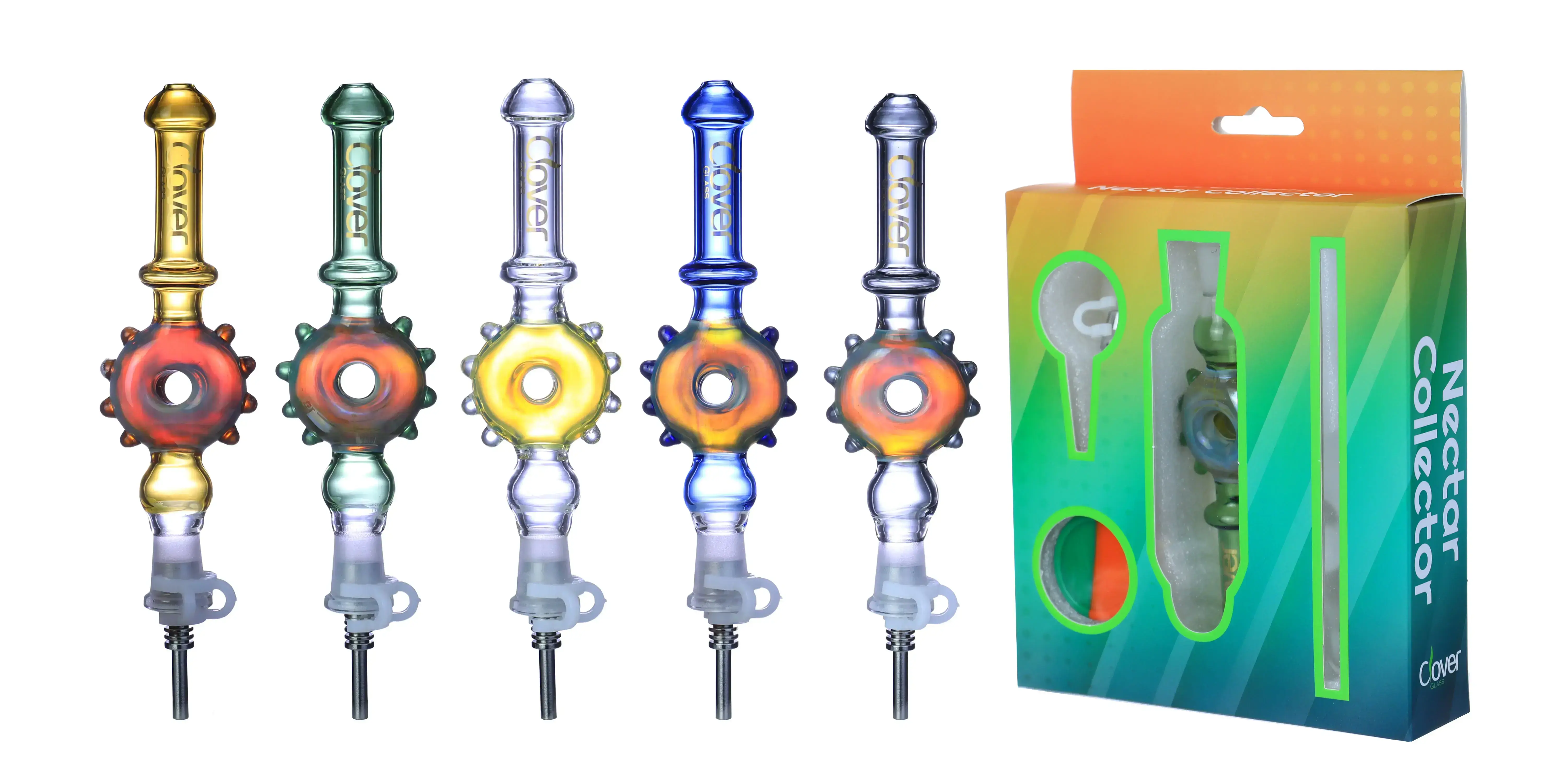 [T-1376-06] Clover Nectar Collector Mix Color Ceramic Nail A Display (NC-283)