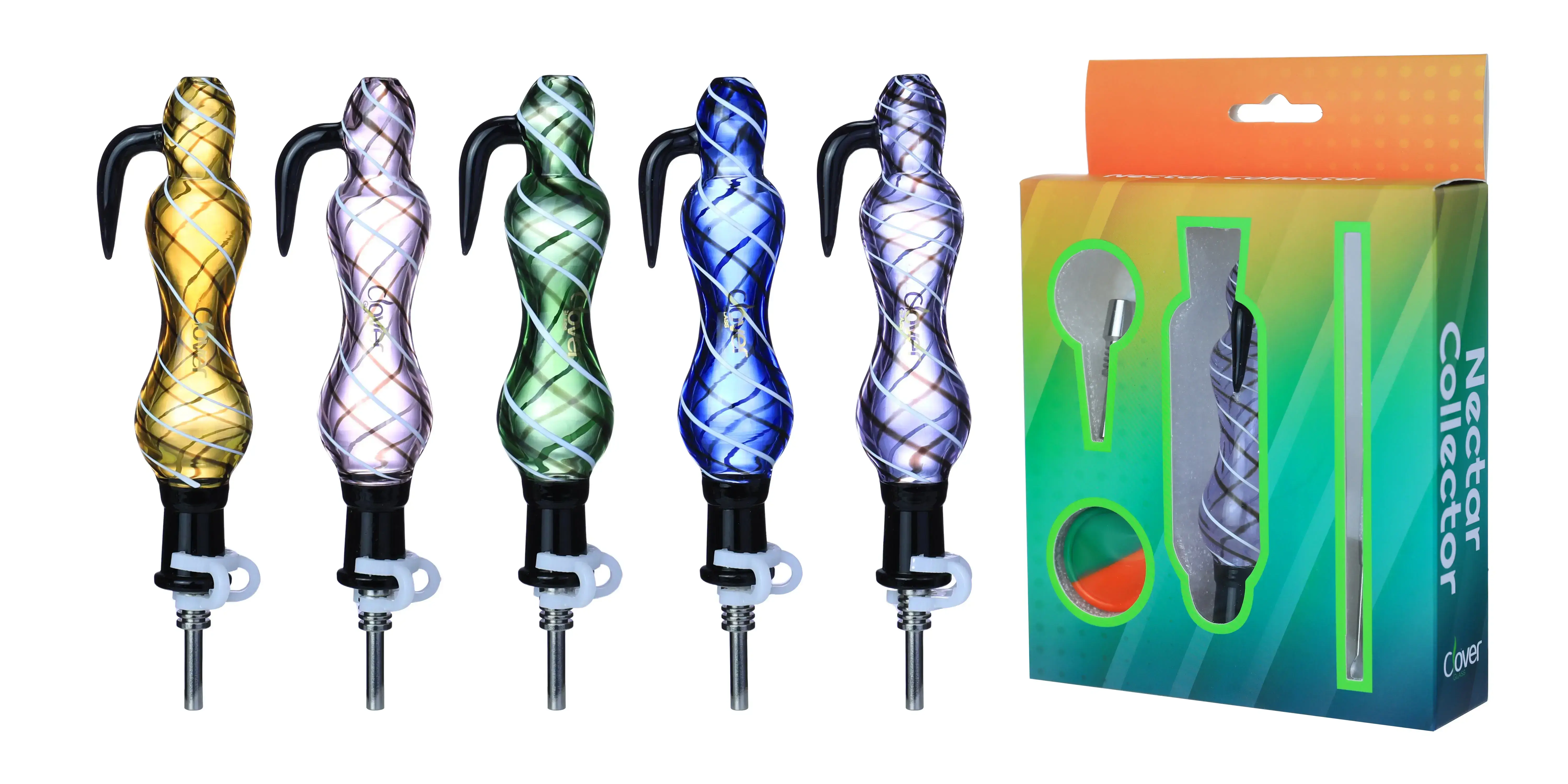 [T-1376-08] Clover Nectar Collector Mix Color Ceramic Nail A Display (NC-271)