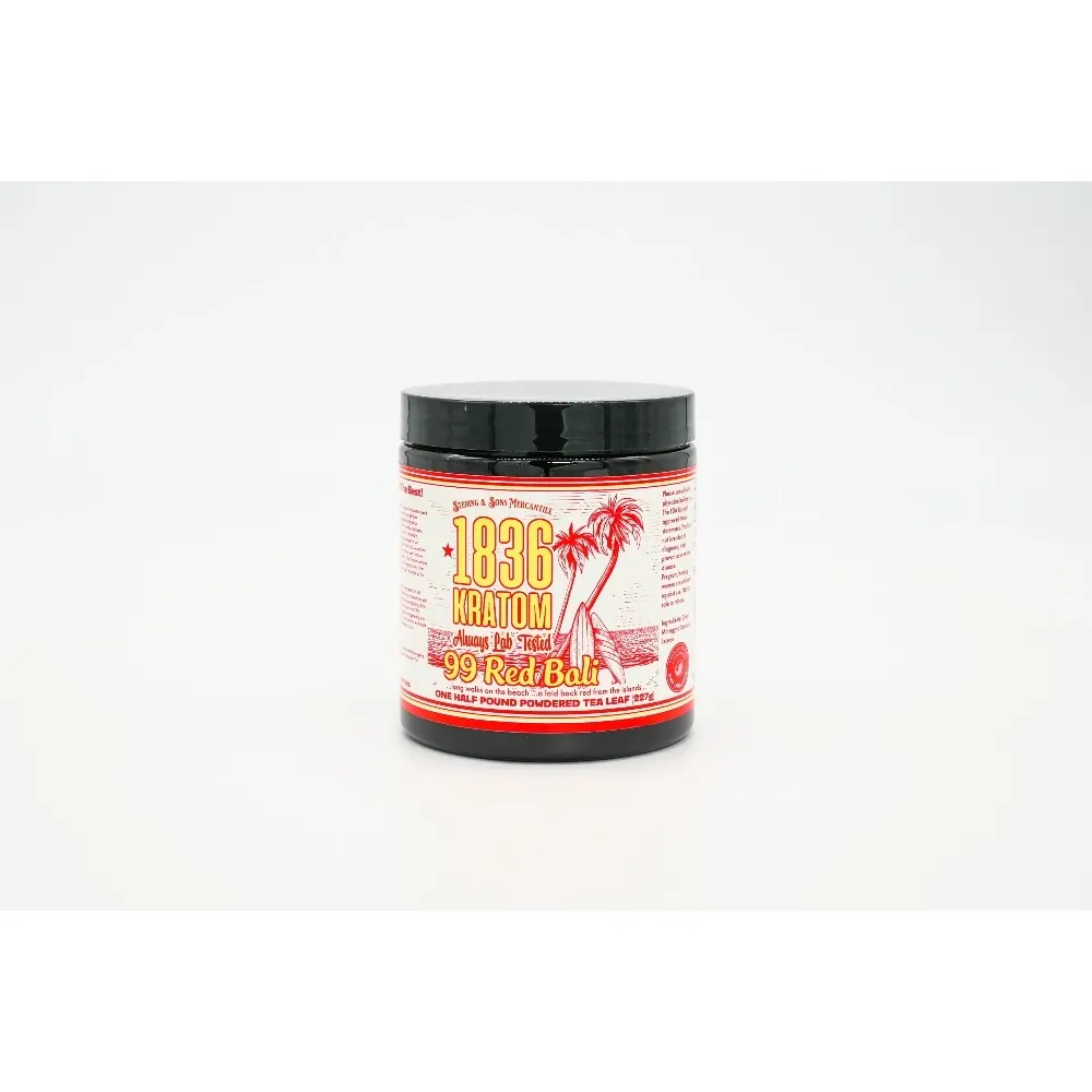 [Q-1082-07] 1836 8OZ KRATOM POWDERED LEAF TUBS (99 Red Bali)