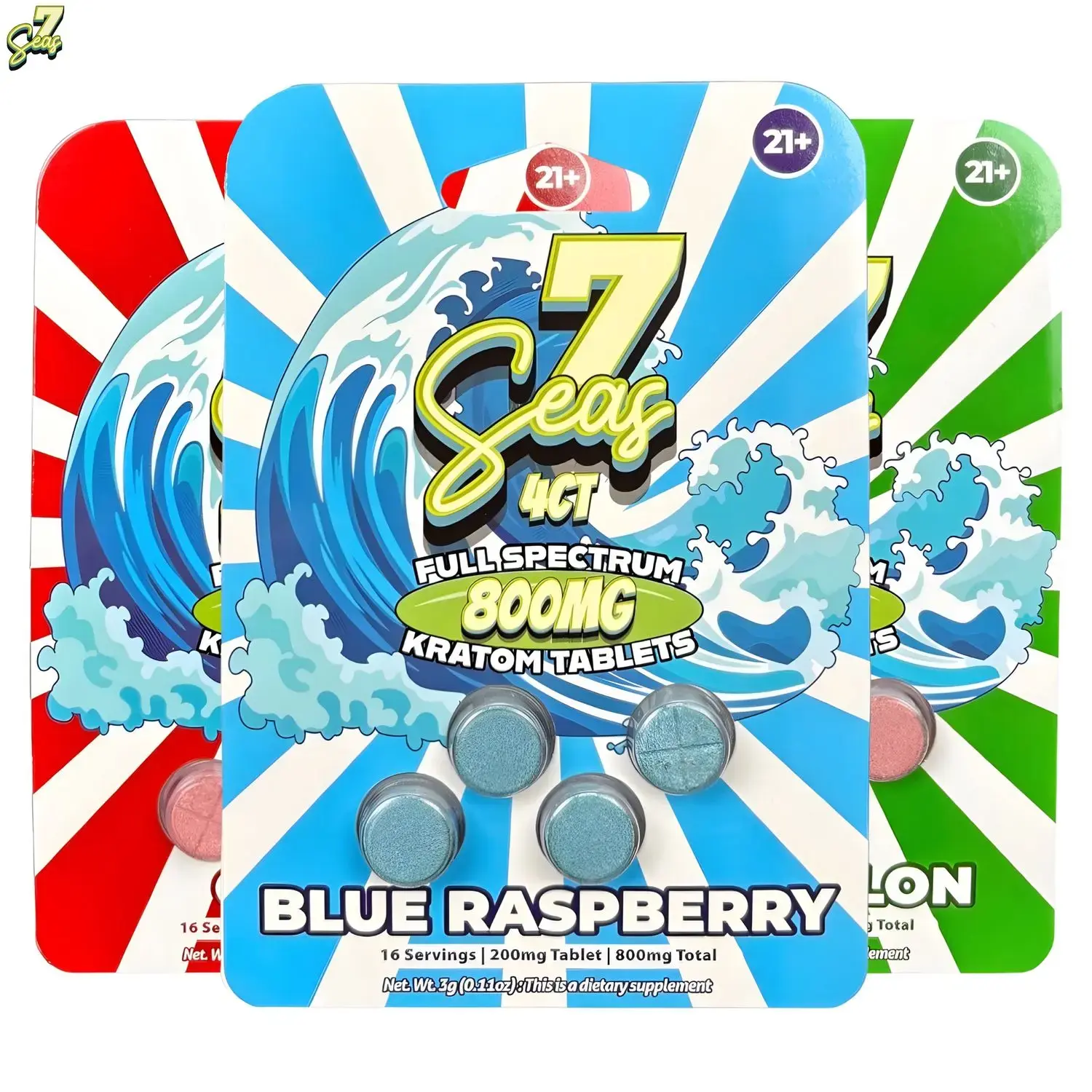 [T-1594-06] 7 Seas Full Spectrum Kratom 800MG 10PK (Grape)