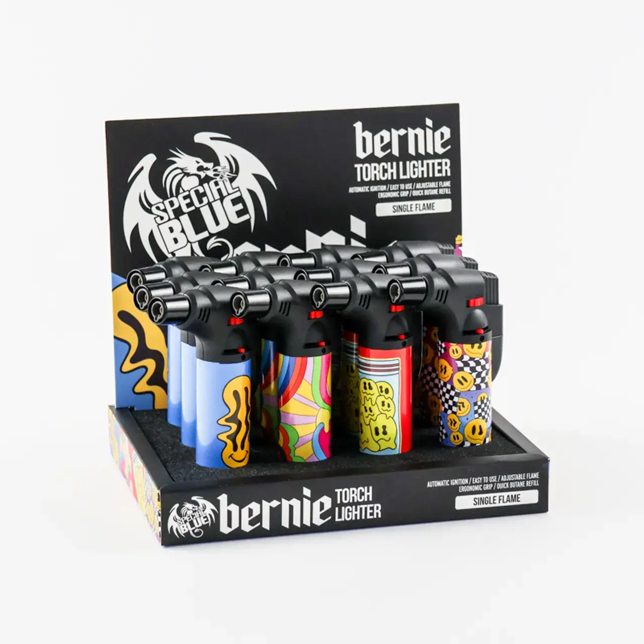 [Q-1367-02] BERNIE LIGHTER 12PK (Psychedelic Bloom)