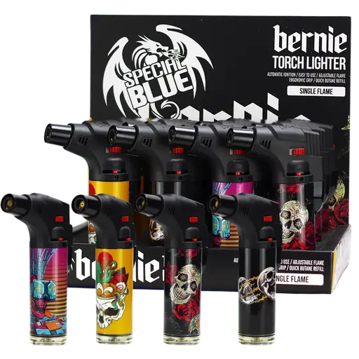 [Q-1367-03] BERNIE LIGHTER 12PK (Skull & Roses II)