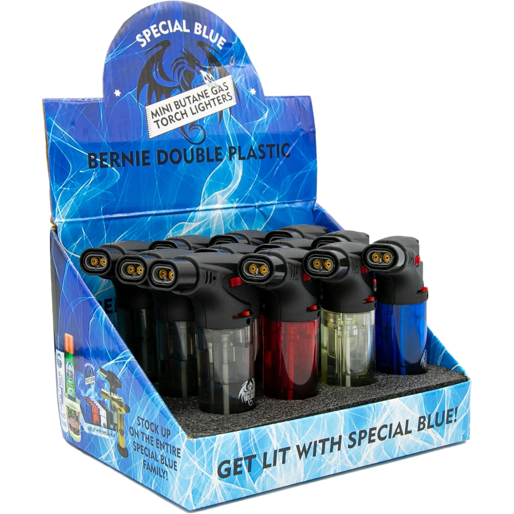 BERRNIE DOUBLE PLASTIC LIGHTER DISPLAY 12PK