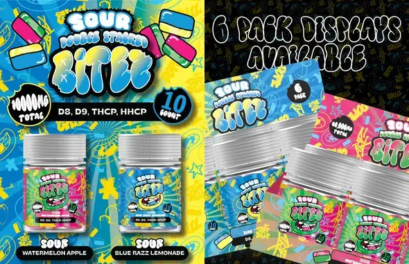 [T-1558-05] BITEZ GUMMY 10,000MG a Jar 6PK Display D8+D9+THCP (Cherry Mango)