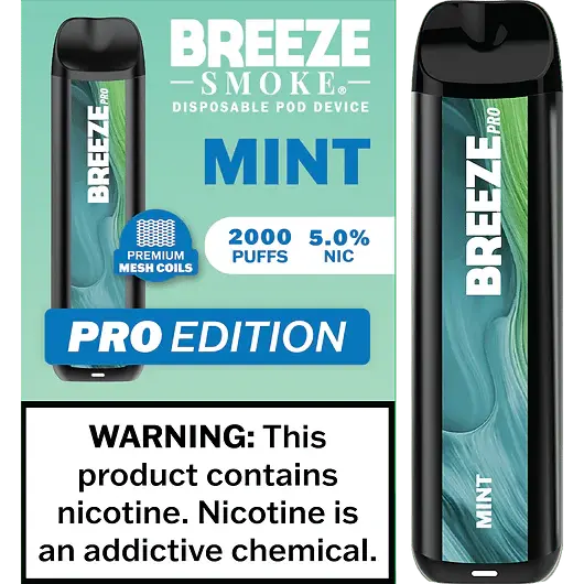 [Q-1513-09] BREEZE PRO 2000 PUFF DISPOSABLE VAPE 10ML (Mint)
