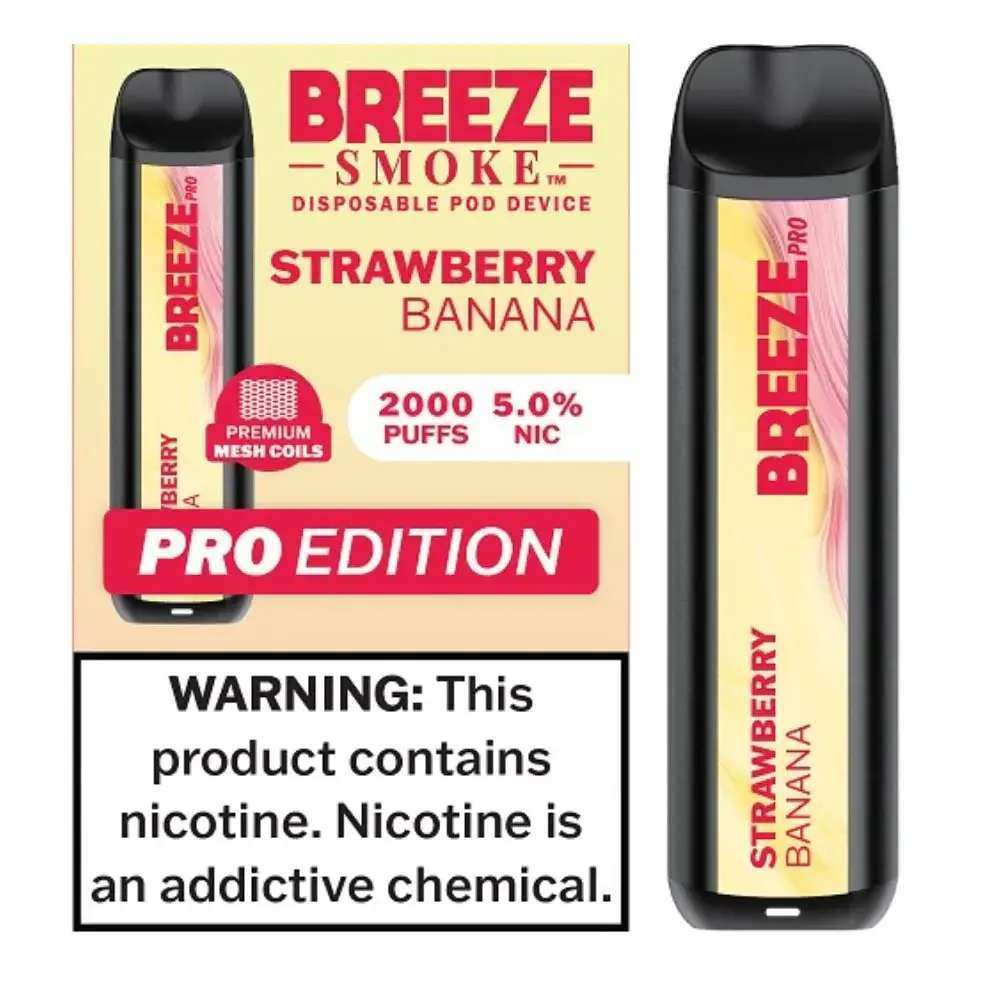 [Q-1513-33] BREEZE PRO 2000 PUFF DISPOSABLE VAPE 10ML (Strawberry Banana)