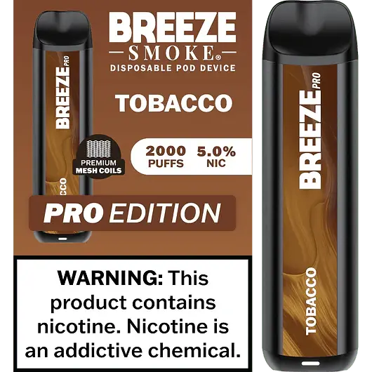 [Q-1513-31] BREEZE PRO 2000 PUFF DISPOSABLE VAPE 10ML (Tobacco)