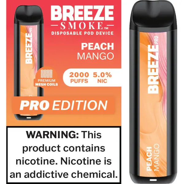 [Q-1513-30] BREEZE PRO 2000 PUFF DISPOSABLE VAPE 10ML (Peach Mango)