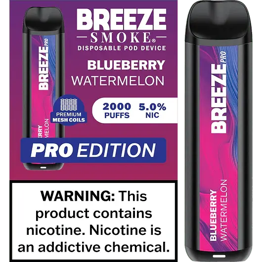 [Q-1513-26] BREEZE PRO 2000 PUFF DISPOSABLE VAPE 10ML (Blueberry Watermelon)