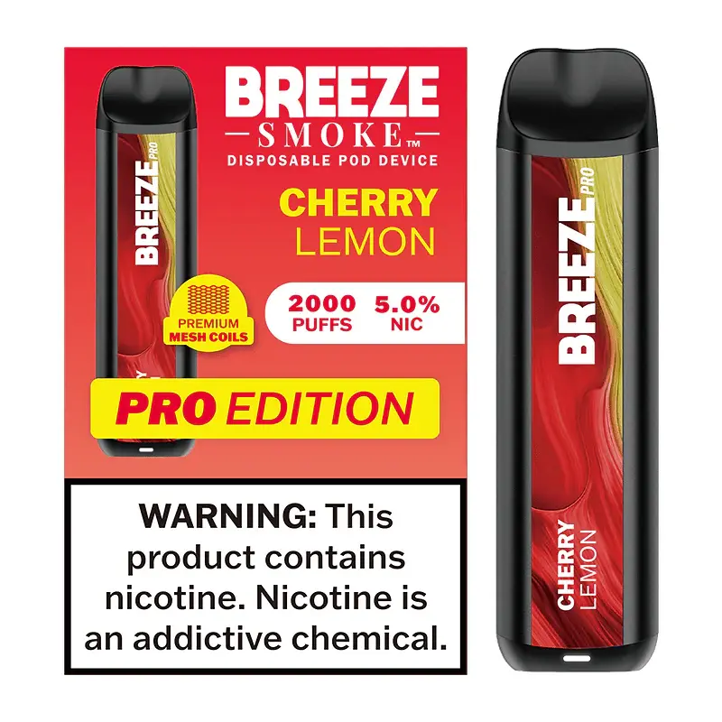 [Q-1513-05] BREEZE PRO 2000 PUFF DISPOSABLE VAPE 10ML (Cherry Lemon)
