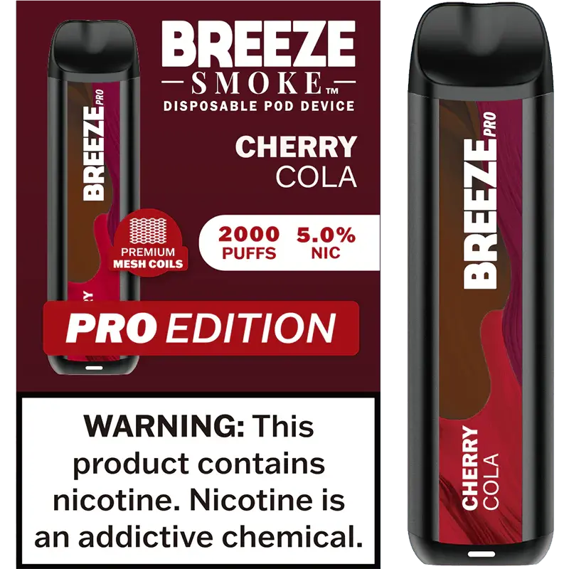 [Q-1513-04] BREEZE PRO 2000 PUFF DISPOSABLE VAPE 10ML (Cherry Cola)