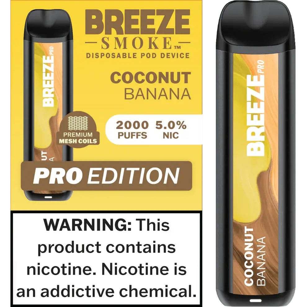 [Q-1513-28] BREEZE PRO 2000 PUFF DISPOSABLE VAPE 10ML (Coconut Banana)