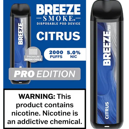 [Q-1513-01] BREEZE PRO 2000 PUFF DISPOSABLE VAPE 10ML (Citrus)