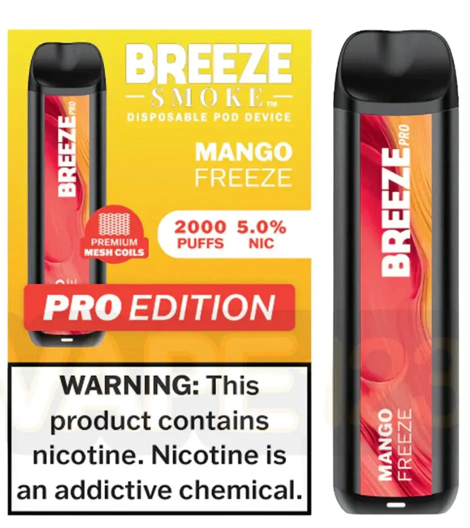 [Q-1513-29] BREEZE PRO 2000 PUFF DISPOSABLE VAPE 10ML (Mango Freeze)
