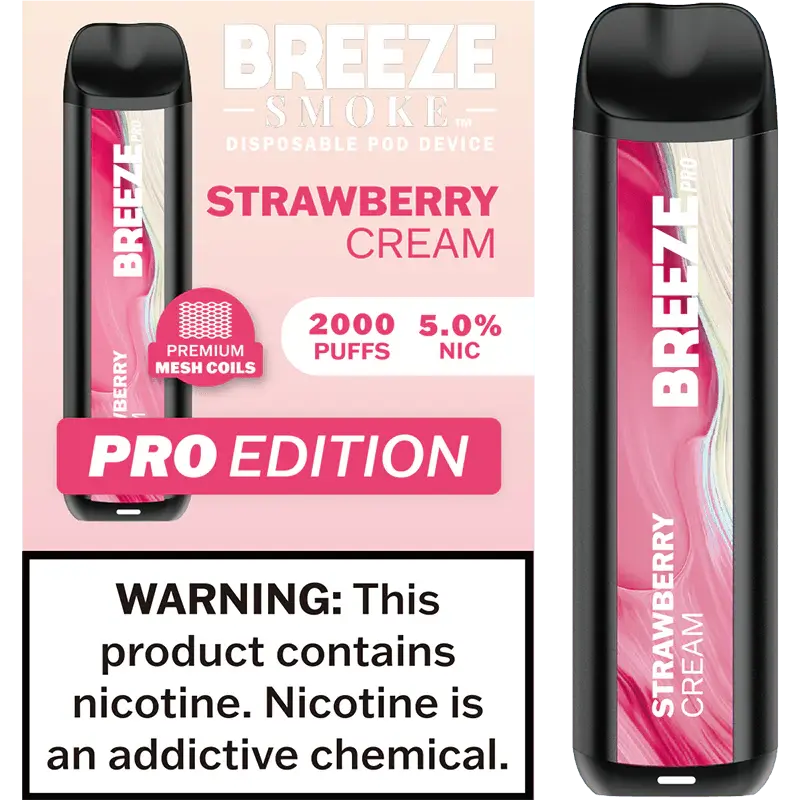 [Q-1513-13] BREEZE PRO 2000 PUFF DISPOSABLE VAPE 10ML (Straw Cream)