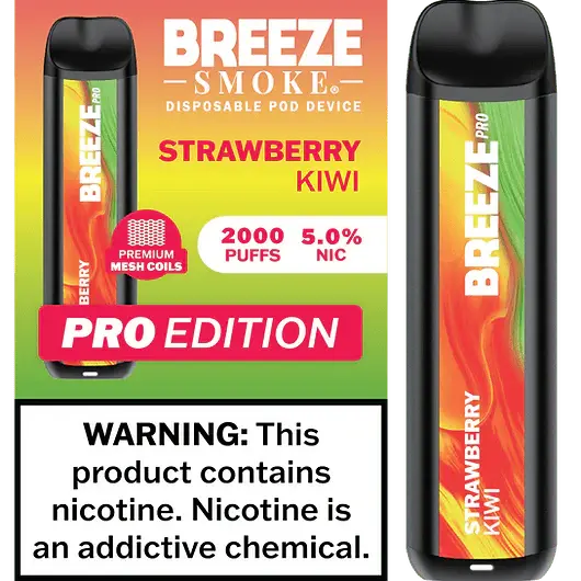 [Q-1513-24] BREEZE PRO 2000 PUFF DISPOSABLE VAPE 10ML (Straw Kiwi)