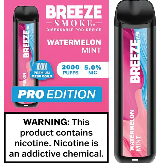 [Q-1513-08] BREEZE PRO 2000 PUFF DISPOSABLE VAPE 10ML (Watermelon Mint)