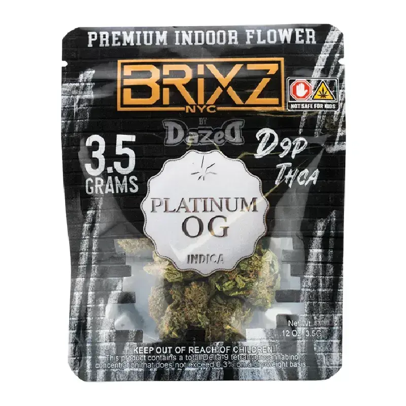 [Q-4836-01] Brixz Flower 3.5G THC-A D9P 10Ct a Box (Platinum OG (Indica))