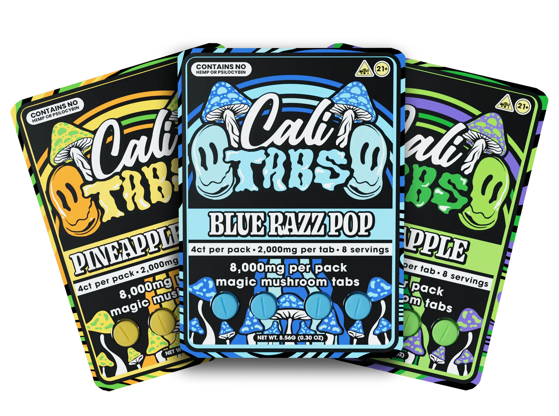 [T-1587-03] Cali Caps Magic Mushroom Tablets 8000MG 6PK (Blue Razz Pop)