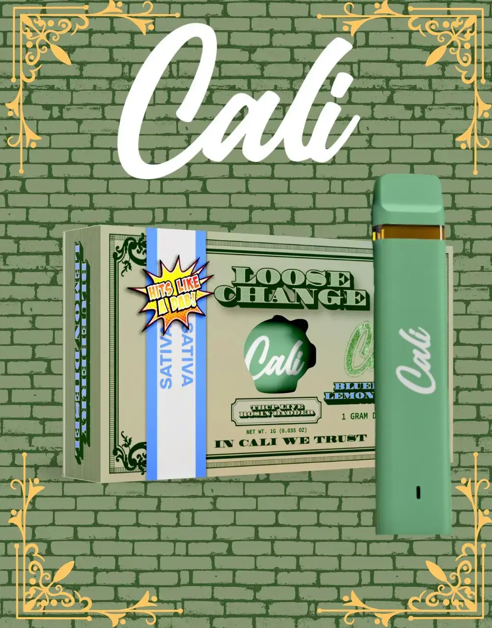 [T-1588-09] Cali Extract Loose Change THC-P Live Resin 1G Disposable 6PK (Pineapple Express)