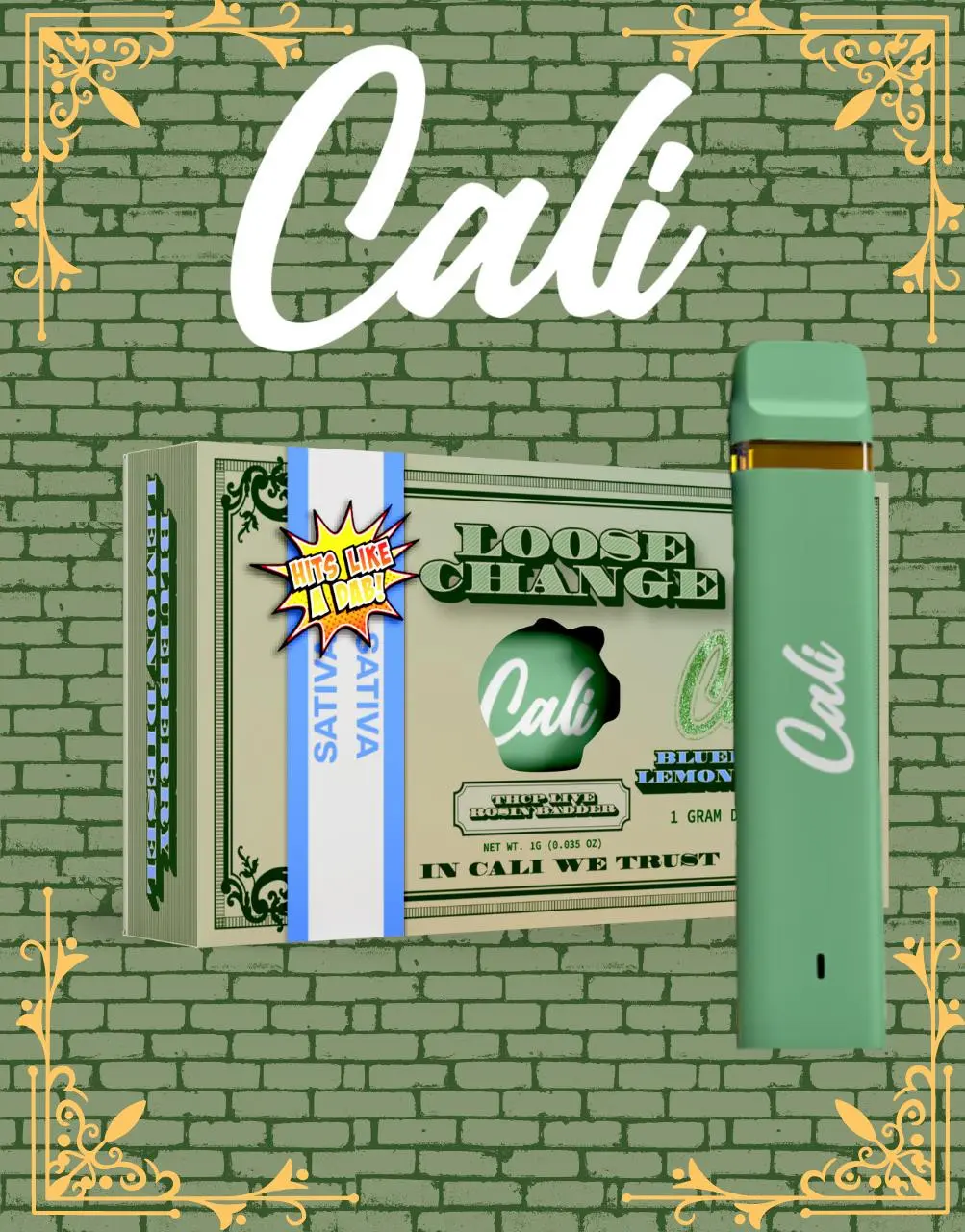 [T-1588-06] Cali Extract Loose Change THC-P Live Resin 1G Disposable 6PK (White Cherry Gelato)
