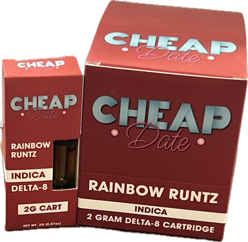 [Q-4734-01] CHEAP DATE 2G DELTA 8 CARTRIDGE 10PK DISPLAY (GRAPE APE-INDICA)