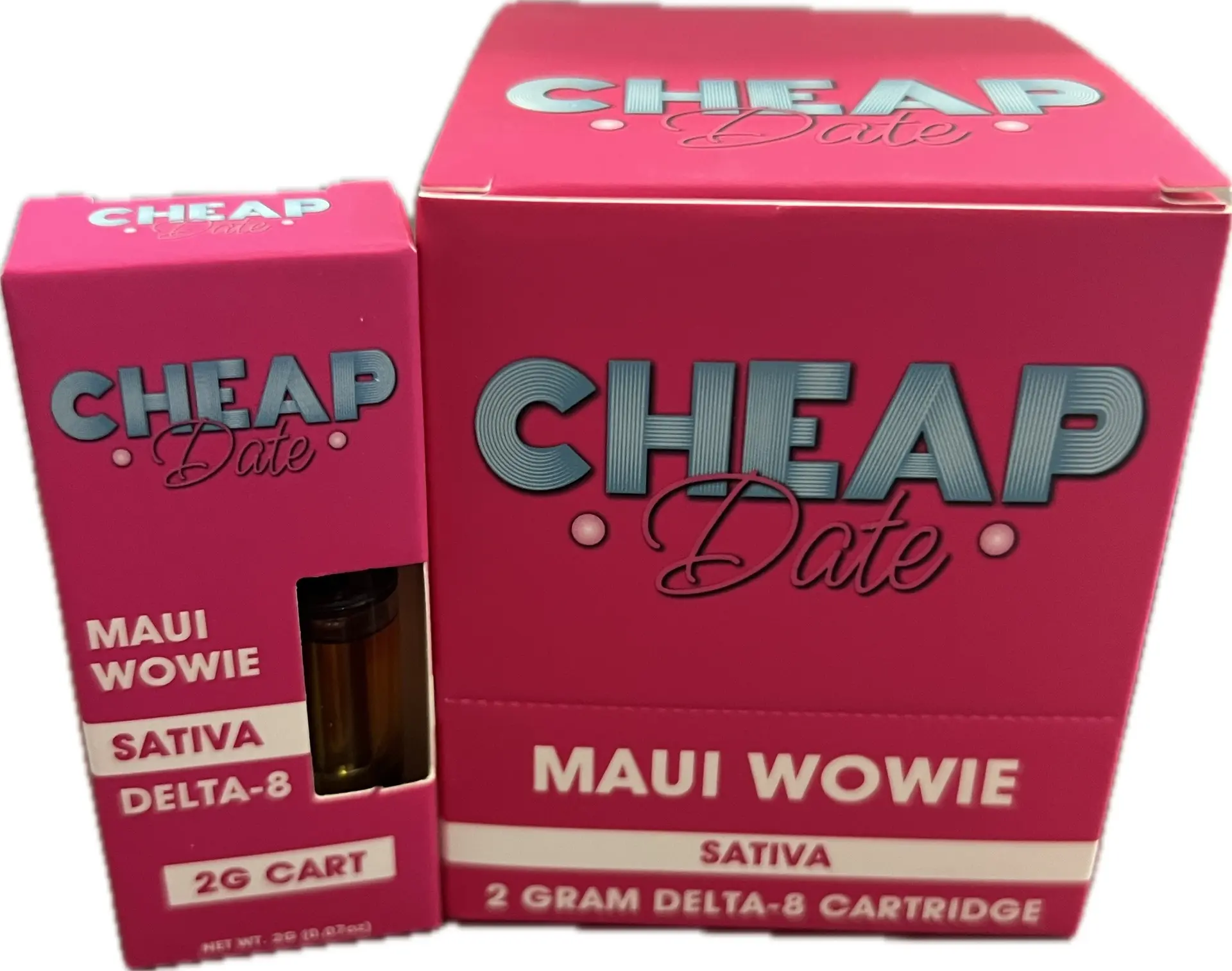 [Q-4734-03] CHEAP DATE 2G DELTA 8 CARTRIDGE 10PK DISPLAY (MAUI WOWIE-SATIVA)