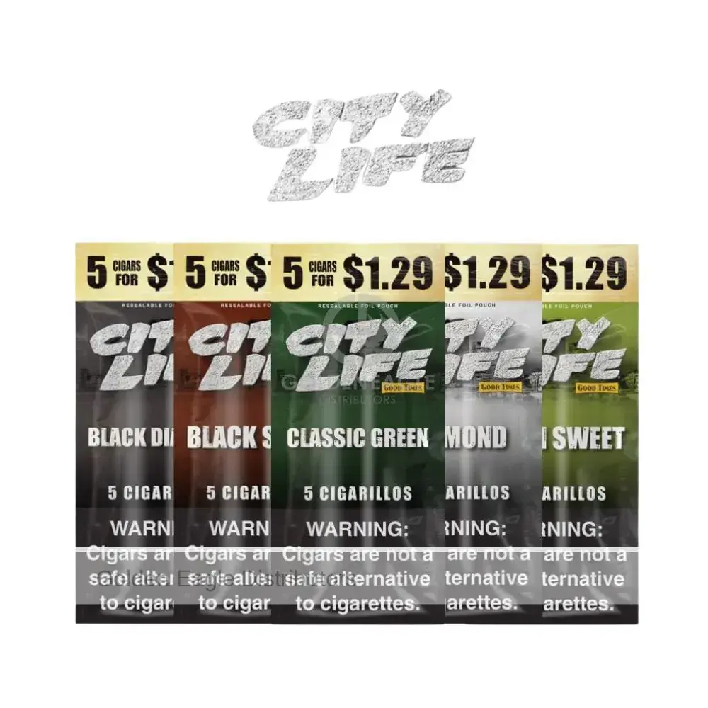 [T-1532-13] City Life Cigarillos 5 For $1.29 Display of 15 (Napa Grape)