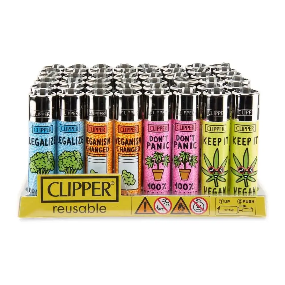 [Q-1624-01] CLIPPER LIGHTER 48CT PLASTIC POP COUNTER DISPLAY (Vegan Quote)