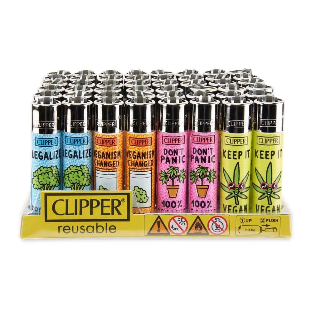 [Q-1624-01] CLIPPER LIGHTER 48CT PLASTIC POP COUNTER DISPLAY (Vegan Quote)