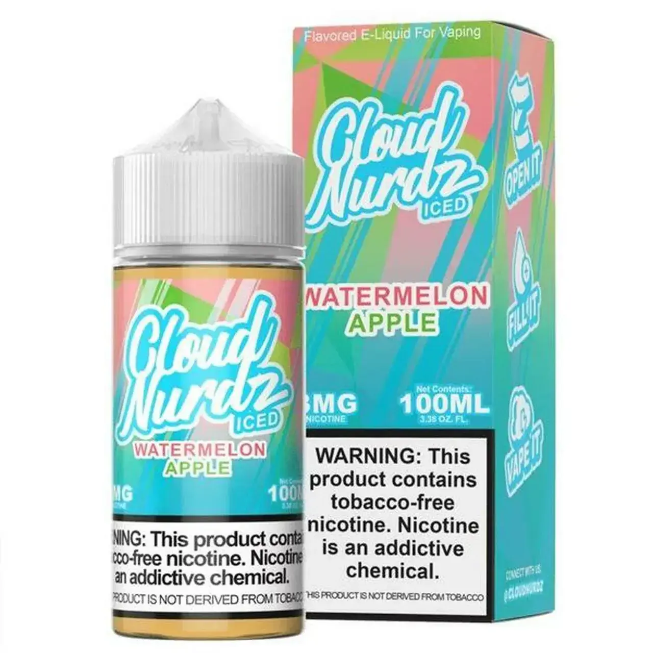 [Q-1626-15] CLOUD NURDZ ICED 100ML (3mg, Watermelon Apple)