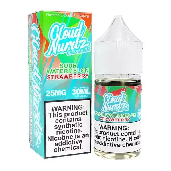 [Q-1628-33] CLOUD NURDZ SALTS ICED 30ML (50MG, Sour Watermelon Strawberry)