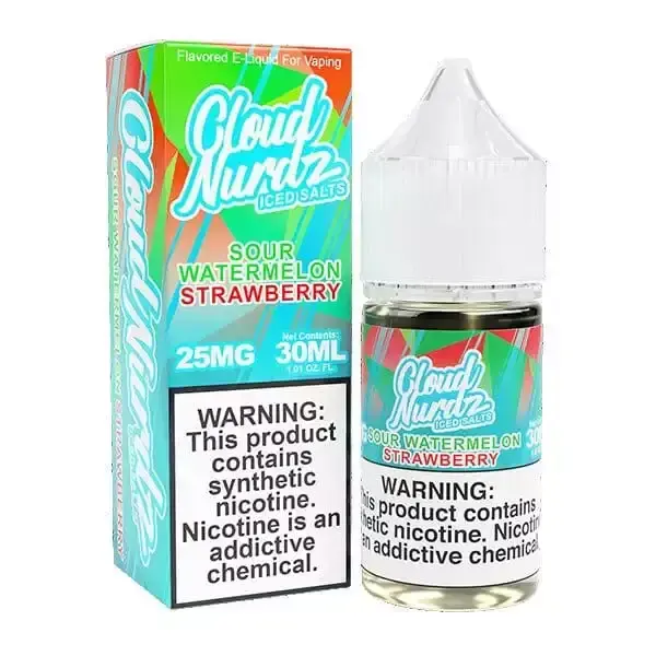 [Q-1628-33] CLOUD NURDZ SALTS ICED 30ML (50MG, Sour Watermelon Strawberry)