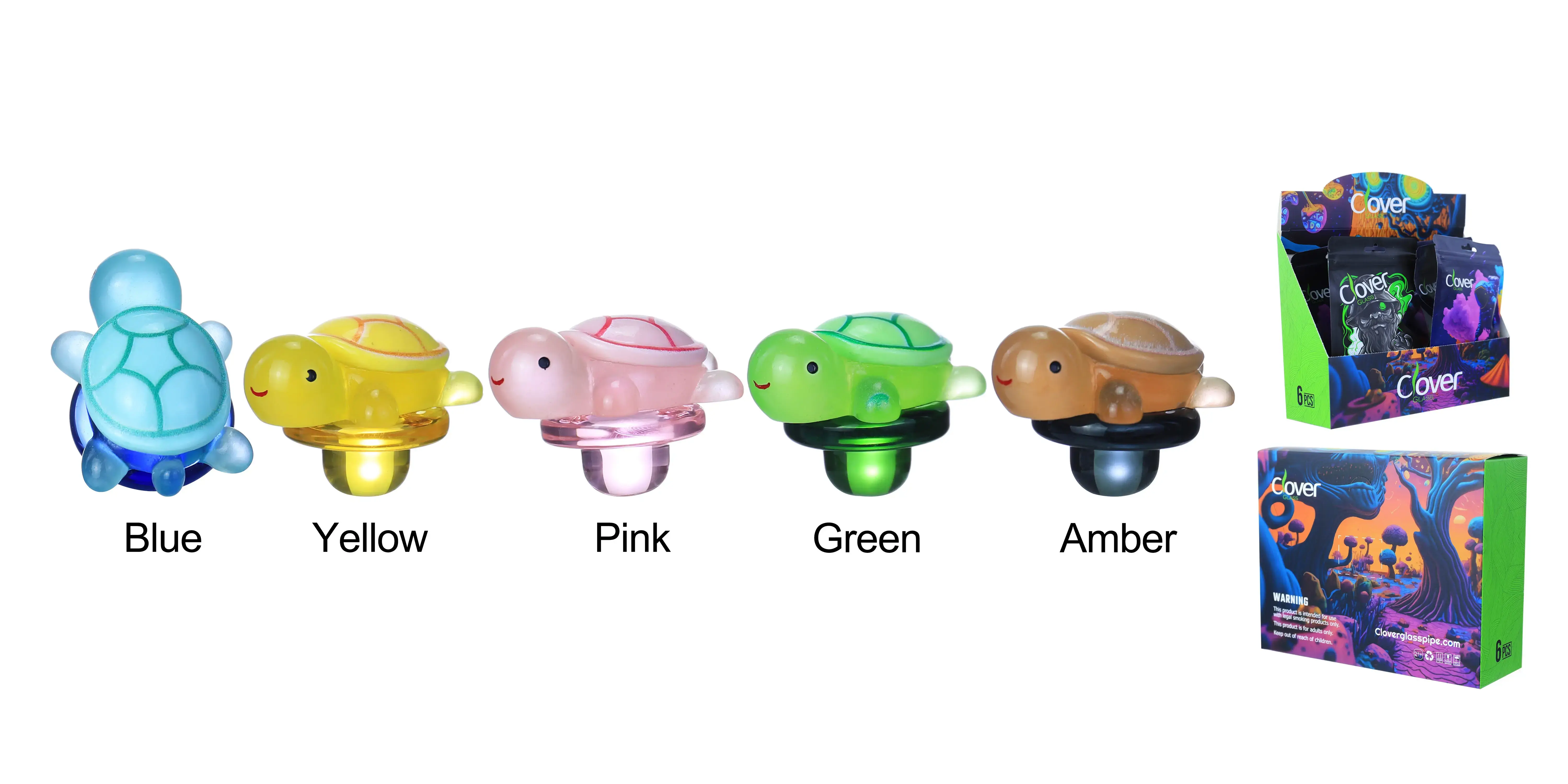 [Q-4845-10] Clover Carb Cap Glass 6PK a Display Mix Color (Turtle)