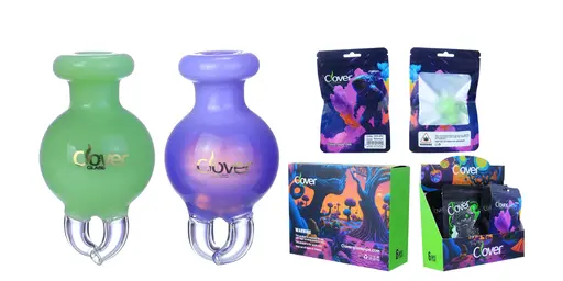 [Q-4845-12] Clover Carb Cap Glass 6PK a Display Mix Color (Twist)