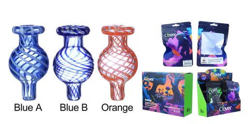 [Q-4845-13] Clover Carb Cap Glass 6PK a Display Mix Color (Spiral Stripes)