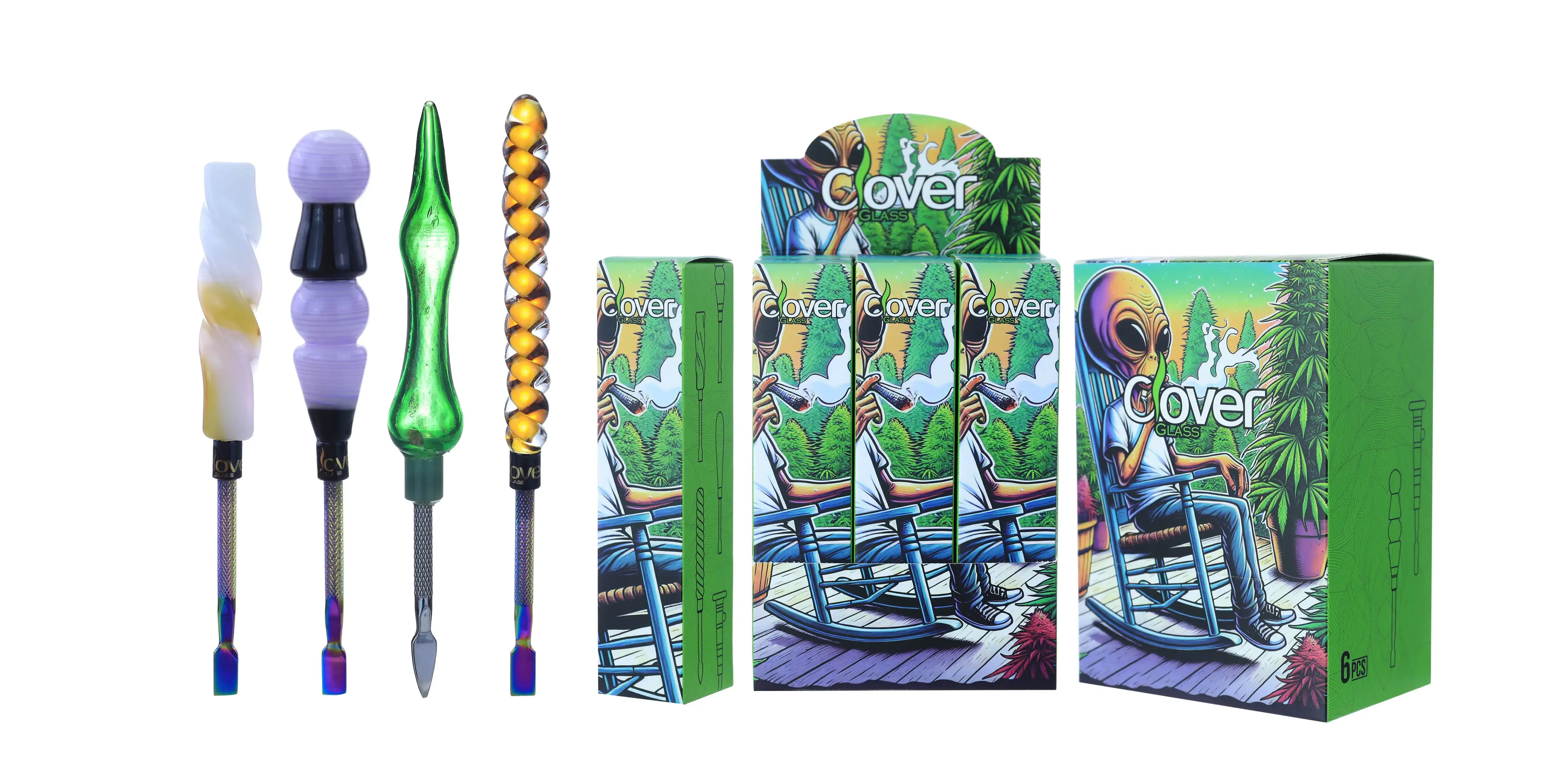 [Q-4846-10] Clover Dab Tools Glass 6PK a Display Mix Color (Style#37)