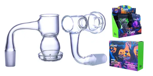 [Q-4842-11] Clover Glass Banger 14MM 6PC a Display (Curved Middle Terp Slurper)