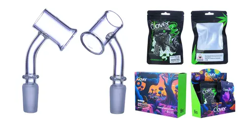[Q-4842-14] Clover Glass Banger 14MM 6PC a Display (45 Degree Bell Bottom)