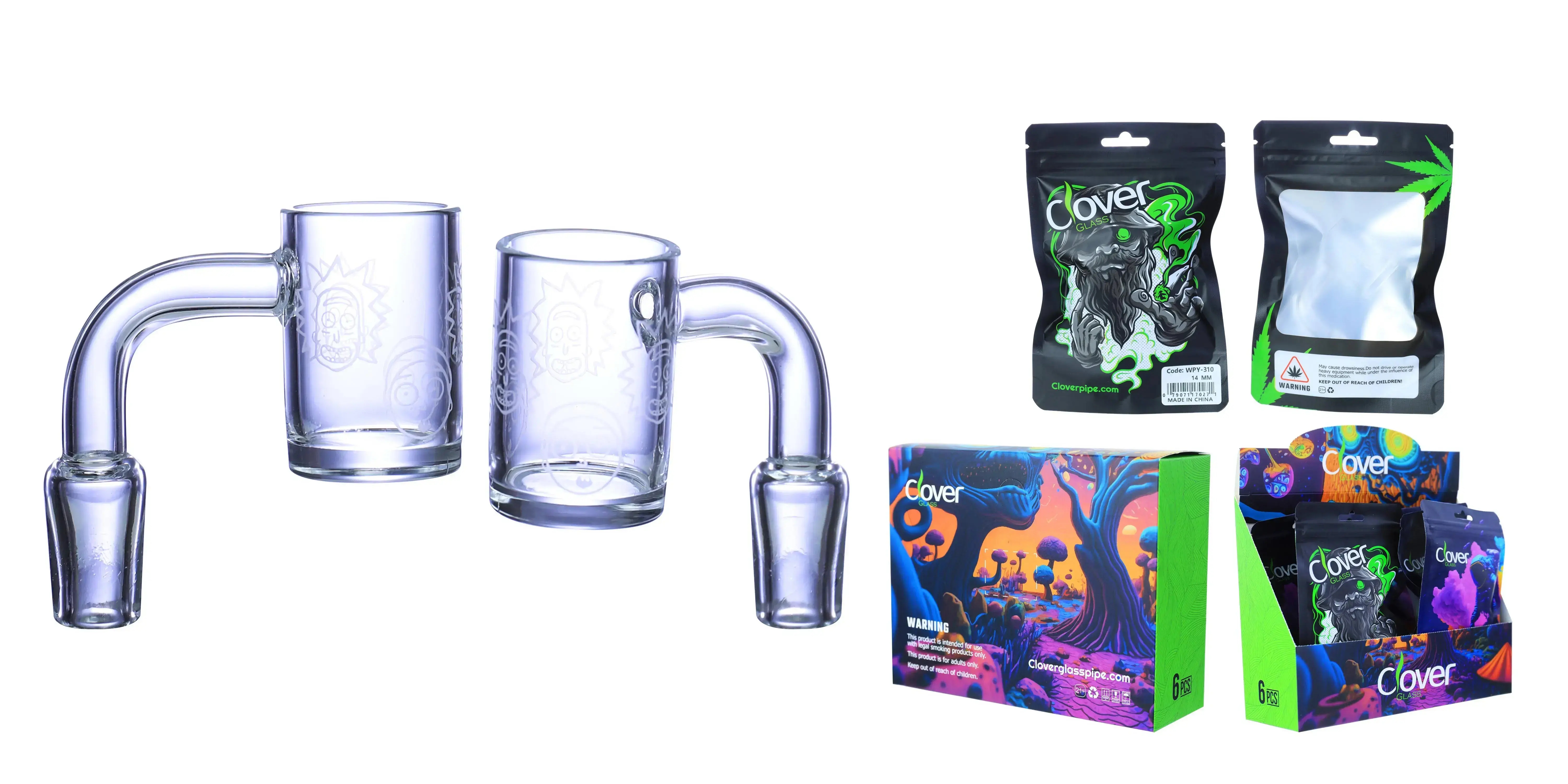[Q-4842-18] Clover Glass Banger 14MM 6PC a Display (Rick & Morty #310)