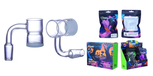 [Q-4842-26] Clover Glass Banger 14MM 6PC a Display (Wide Bottom)