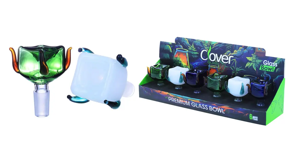 Clover Glass Blow Head 14MM 6Pc a Display Mix Color