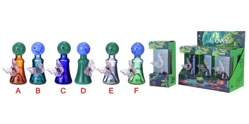 [T-1372-03] Clover Glass Hand Pipe 4 Inch Display 6PK (WPF-650)