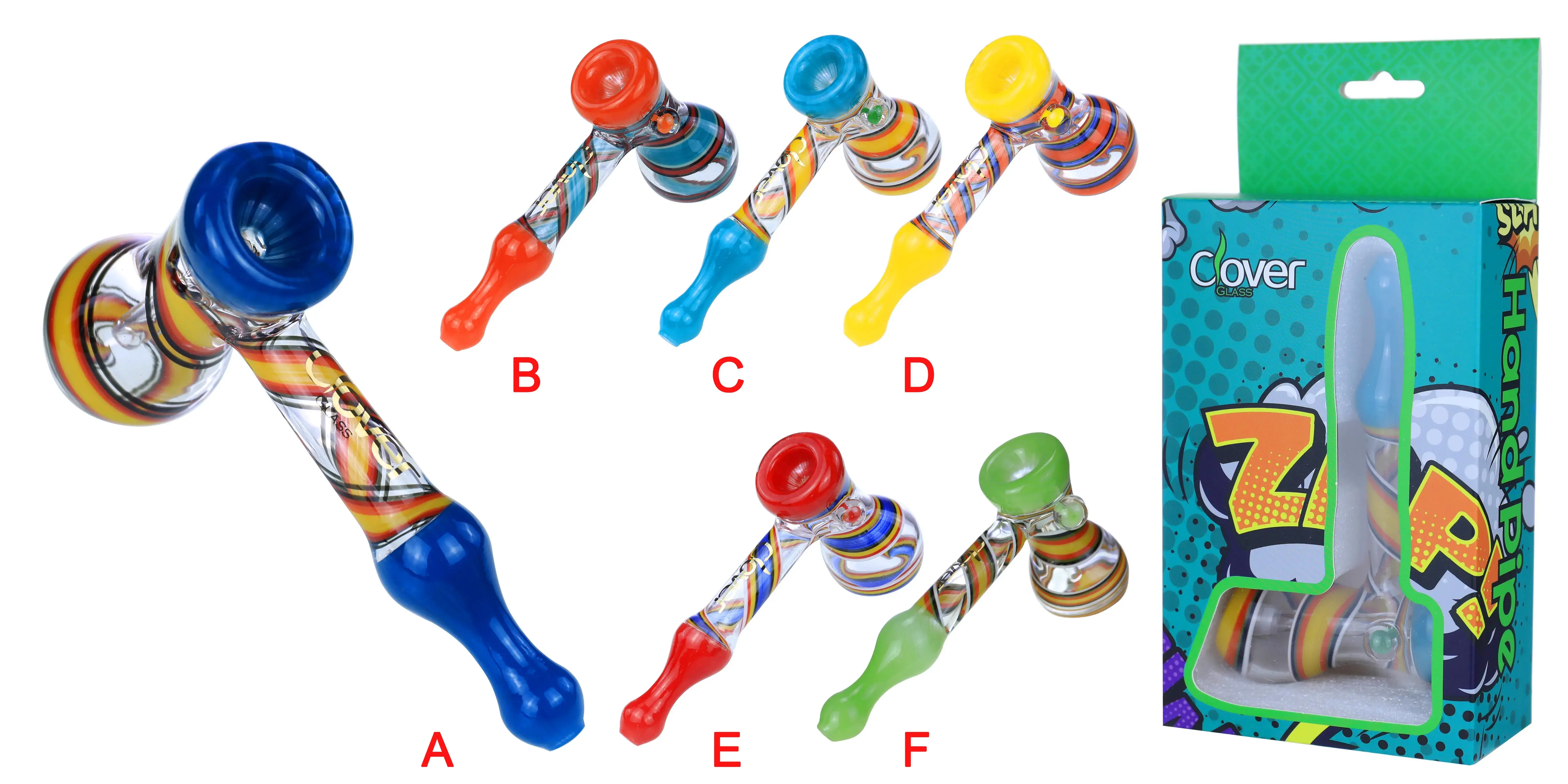 [T-1375-07] CLOVER HAND PIPE AMERICAN COLOR ROD 6PK DISPLAY (4Inch WPF-464)