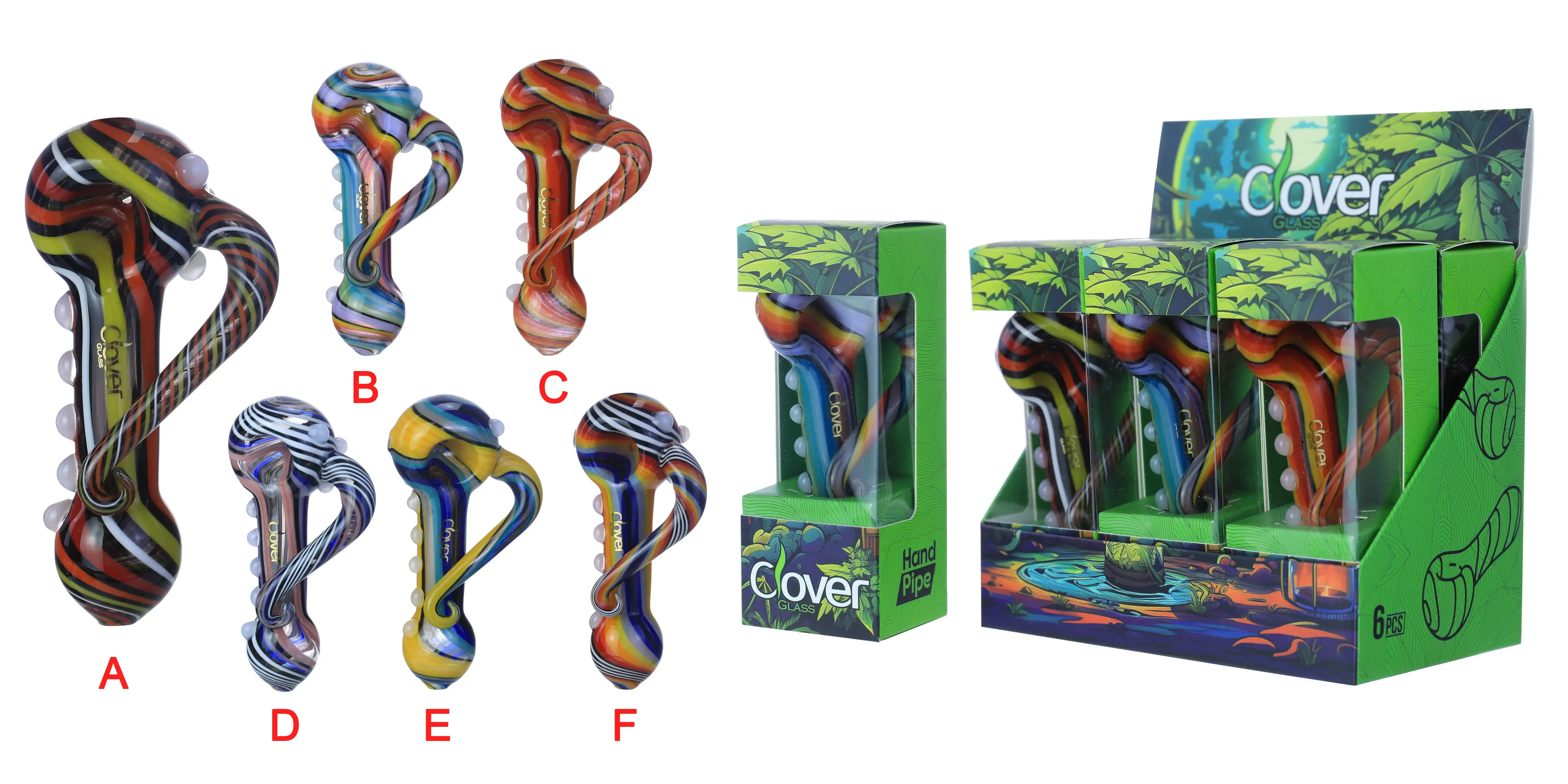 [T-1375-09] CLOVER HAND PIPE AMERICAN COLOR ROD 6PK DISPLAY (4.5Inch WPF-431)